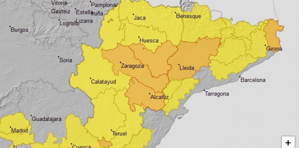 Imagen del artículo Aviso naranja por temperaturas máximas en Ribera del Ebro, Huesca Sur y Bajo Aragón para este sábado