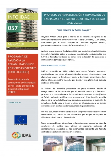 Imagen del artículo Info IDAE 057: Programa de ayudas a la rehabilitación de edificios existentes (PAREER-CRECE). Buenas prácticas de actuaciones cofinanciadas por el Fondo Europeo de Desarrollo Regional (FEDER)