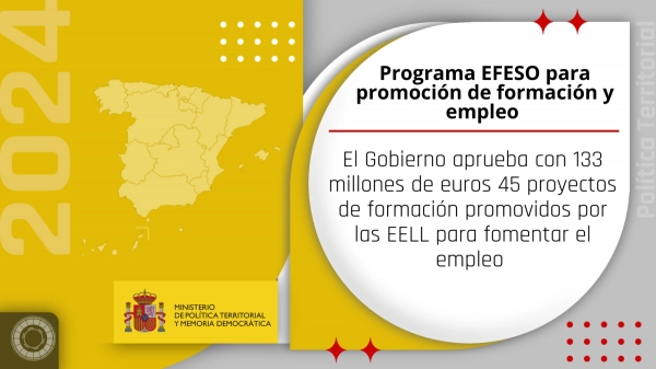 Imagen del artículo El Gobierno aprueba con 133 millones de euros 45 proyectos de formación promovidos por las EELL para fomentar el empleo