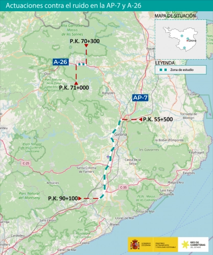 Imagen del artículo Transportes aprueba definitivamente el proyecto para reducir el ruido en la AP-7, a su paso por Sant Julià de Ramis y Maçanet de la Selva, y la A-26 en Argelaguer
