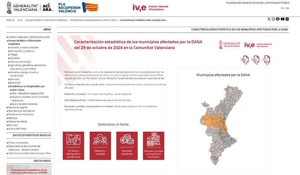 Imagen del artículo La Generalitat realiza una caracterización estadística de los municipios afectados por la riada para seguir sus indicadores sociales y económicos en el futuro