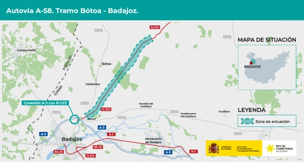Imagen del artículo Transportes somete a información pública el trazado del tramo de la A-58 entre Bótoa y Badajoz