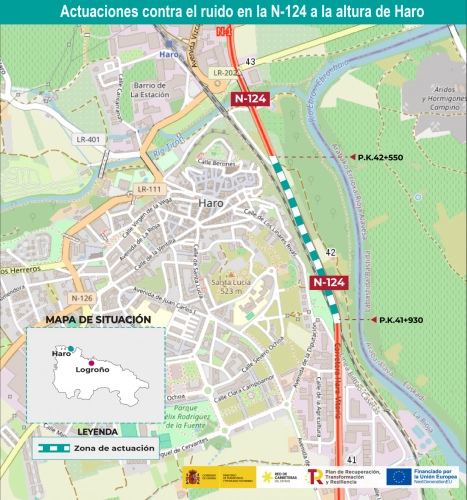 Imagen del artículo Transportes adjudica por 482.630 euros actuaciones para reducir el ruido de la N-124 a su paso por Haro