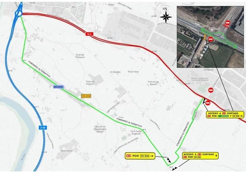 Imagen del artículo Afectaciones al tráfico en la carretera N-2 por la construcción de una glorieta de acceso al polígono de Malpica, en Zaragoza