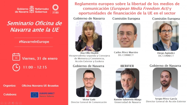 Imagen del artículo La vicepresidenta Ollo resalta el papel de los medios de comunicación para apuntalar las democracias en el marco europeo 

El Departamento de Memoria y Convivencia, Acción Exterior y Euskera organiza un seminario 'on line' con este sector en torno a la legislación comunitaria sobre libertad de prensa y las diversas convocatorias de ayudas de la Unión Europea   	 		 		31/01/2025 		    		 			 			 				 						 							camera_alt
