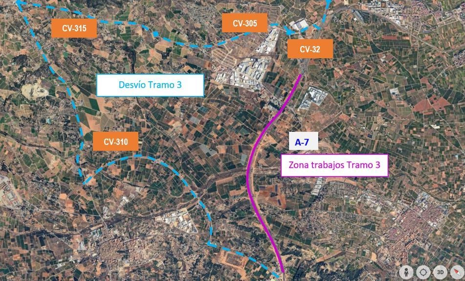 Imagen del artículo Afectación al tráfico en la A-7 sentido Alicante entre los enlaces con la CV-32 y la CV-310 por obras de rehabilitación de firme