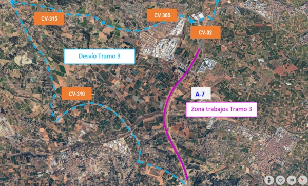 Imagen del artículo Afectaciones al tráfico en la A-7 sentido Alicante entre los enlaces con la CV-32 y la CV-310 por obras de rehabilitación de firme