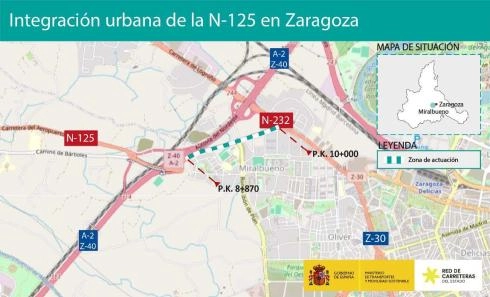 Imagen del artículo Transportes inicia la segunda fase de las obras adecuar al paso de peatones y bicis la carretera del aeropuerto N-125 de Zaragoza