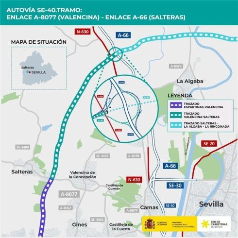 Imagen del artículo Transportes adjudica por 116,4 millones de euros las obras del tramo entre Valencina y Salteras de la autovía SE-40, en Sevilla