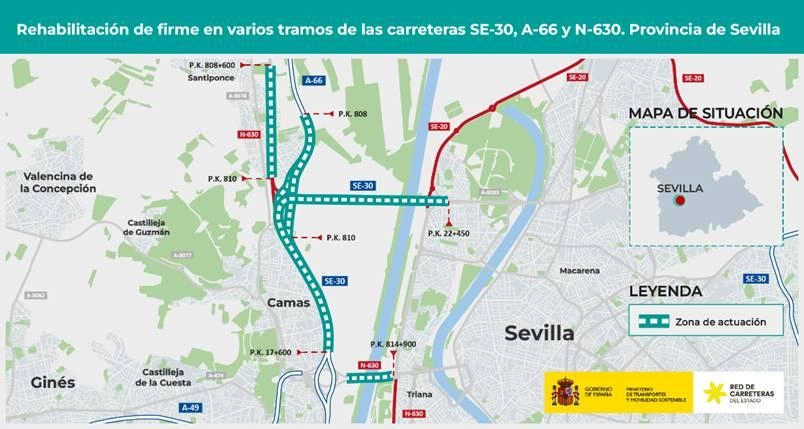 Imagen del artículo Transportes adjudica por 6,4 millones de euros la rehabilitación del firme de 10 km de carreteras en el entorno de Camas y Triana
