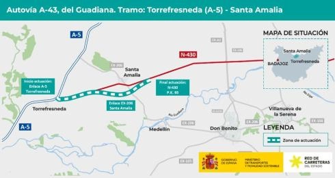 Imagen del artículo Transportes obtiene la Declaración de Impacto Ambiental favorable al proyecto del primer tramo de la A-43 en Extremadura, entre Torrefresneda - Santa Amalia