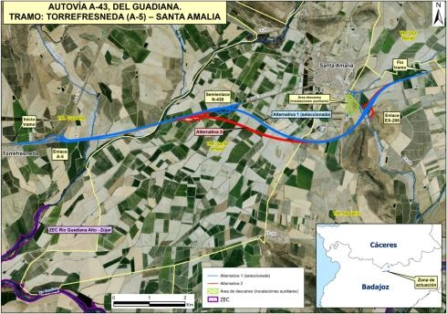 Image 1 of article Transportes obtiene la Declaración de Impacto Ambiental favorable al proyecto del primer tramo de la A-43 en Extremadura, entre Torrefresneda - Santa Amalia