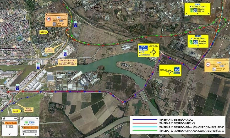 Imagen del artículo Afectaciones al tráfico en la autovía SE-30 por las obras de sustitución de tirantes en el Puente del Centenario