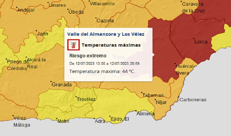 Imagen del artículo Activado el nivel rojo por altas temperaturas en la comarca almeriense de Valle del Almanzora y Los Vélez