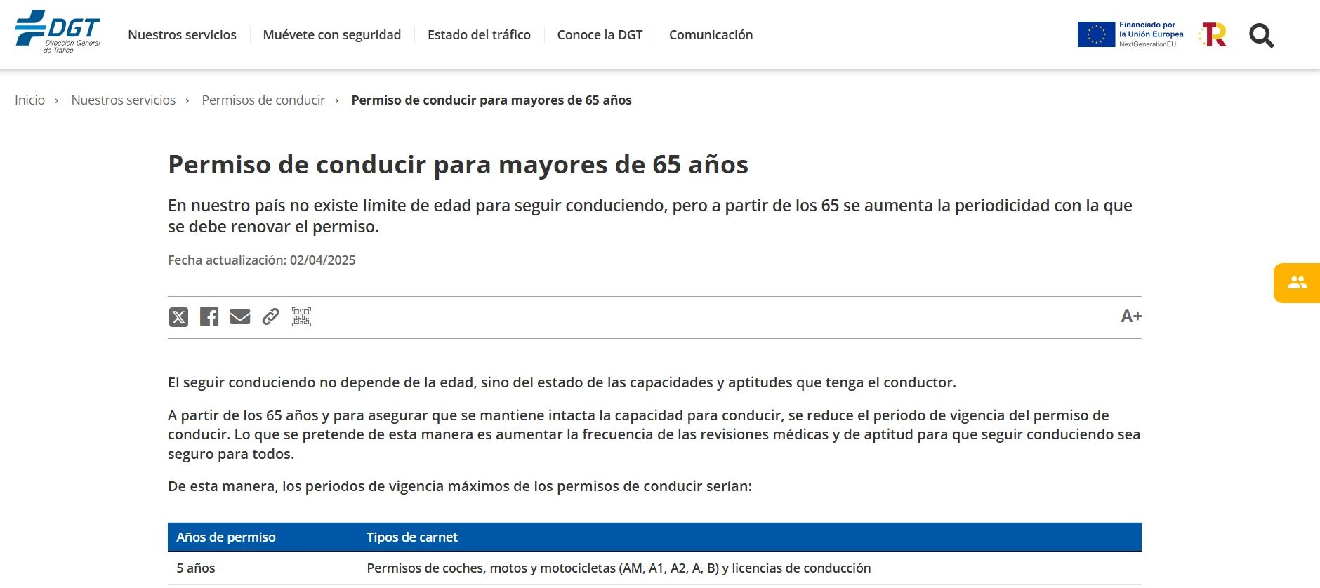 Imagen del artículo DGT publica la Guía de Consejo Sanitario Vial para el conductor mayor y su entorno próximo