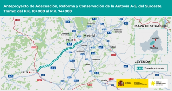 Imagen del artículo Transportes aprueba definitivamente el anteproyecto para la mejora de la A-5 entre Madrid y Maqueda por 448 millones de euros