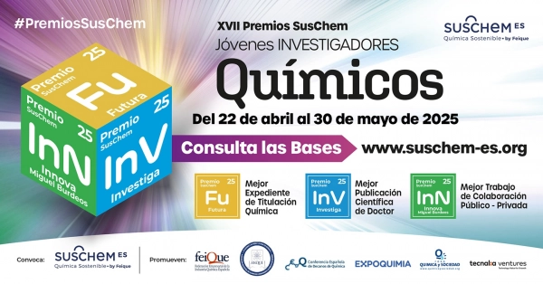 Imagen del artículo Convocada la XVII edición de los Premios SusChem España para jóvenes investigadores de química sostenible