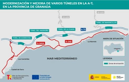 Imagen del artículo Transportes continúa la modernización de los túneles de Ramoncillos, Guapa, Acebuchal y Madroño, en Lújar y Rubite