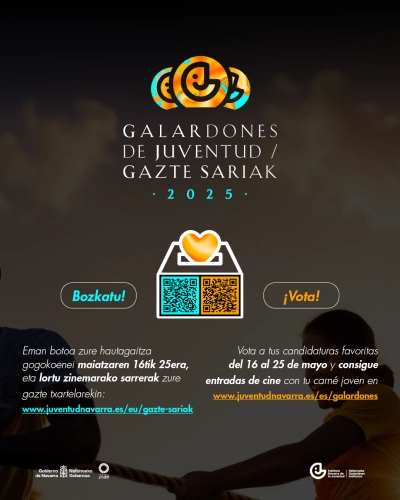 Imagen del artículo Abierta la votación para elegir las candidaturas ganadoras de los Galardones de Juventud 2025 hasta el 25 de mayo 

Esta edición incluye una nueva categoría que reconoce espacios juveniles que contribuyan al desarrollo integral de la juventud   	 		 		16/05/2025 		    		 			 			 				 						 							camera_alt