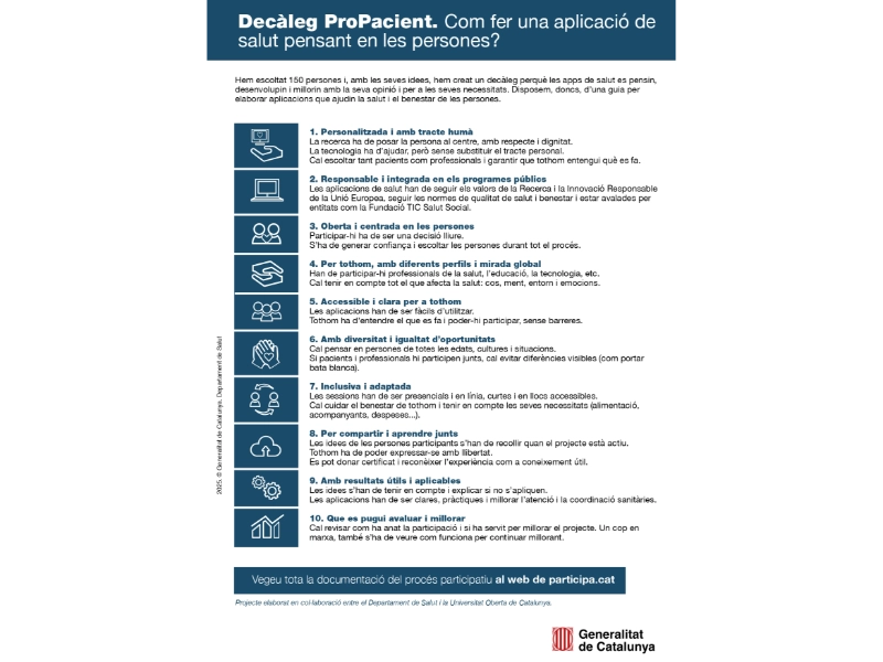 Imagen del artículo El nou decàleg ProPacient incorpora la visió dels pacients en el disseny d'eines digitals de salut