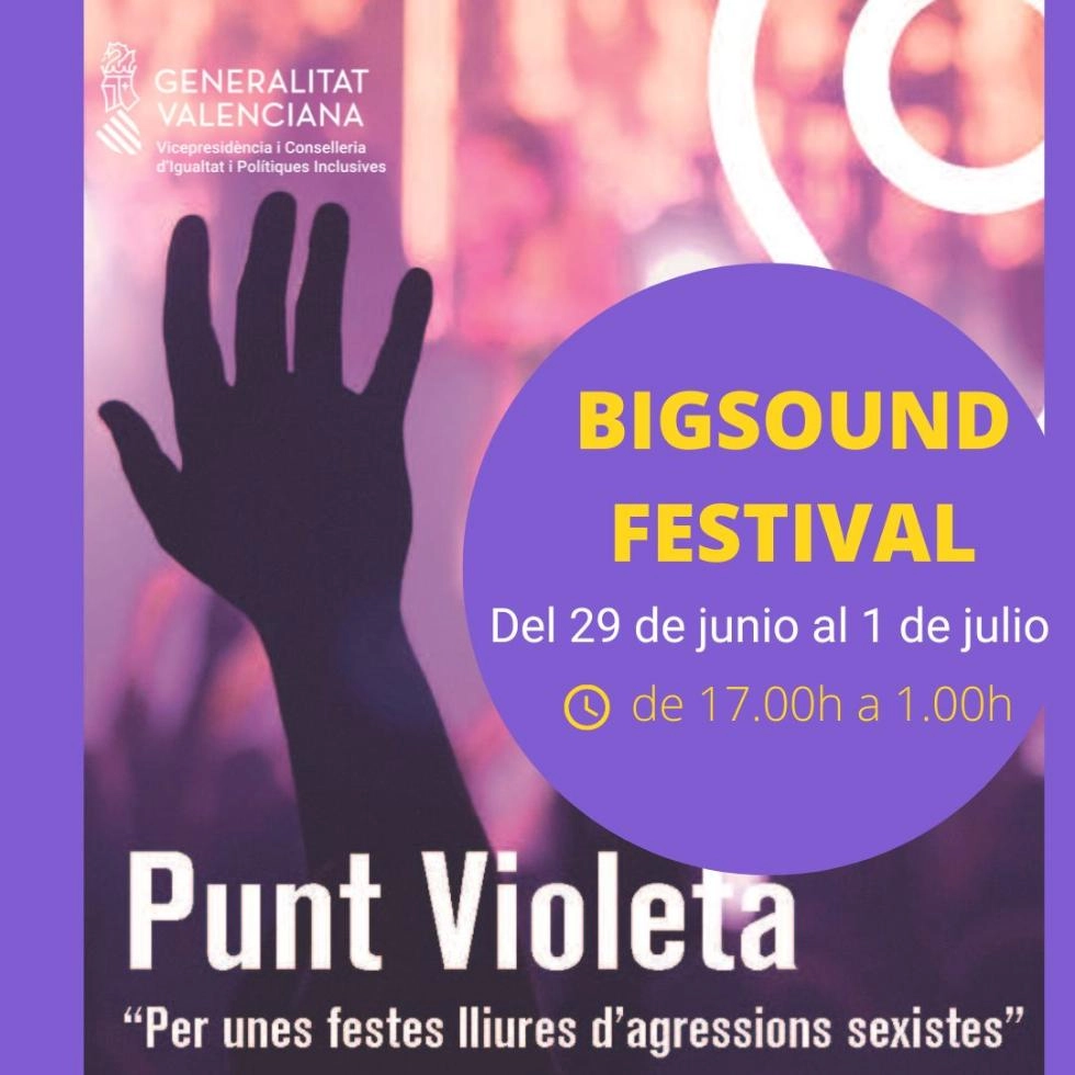 Imagen del artículo Igualdad está presente en el festival Bigsound con un Punto Violeta para garantizar unas fiestas libres de comportamiento y agresiones sexistas