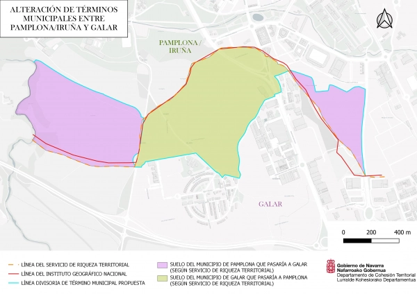 Imagen del artículo El Gobierno de Navarra aprueba la modificación de los términos municipales de Galar y Pamplona, que intercambian parcelas en Donapea y el Garitón