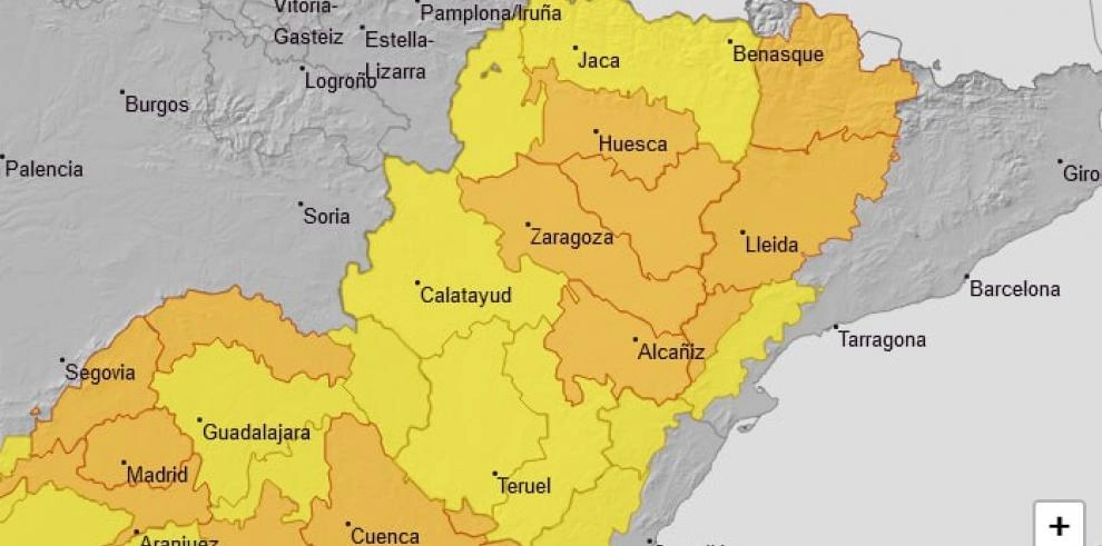 Imagen del artículo Avisos de nivel naranja y amarillo por temperaturas máximas para mañana en varias zonas de Aragón