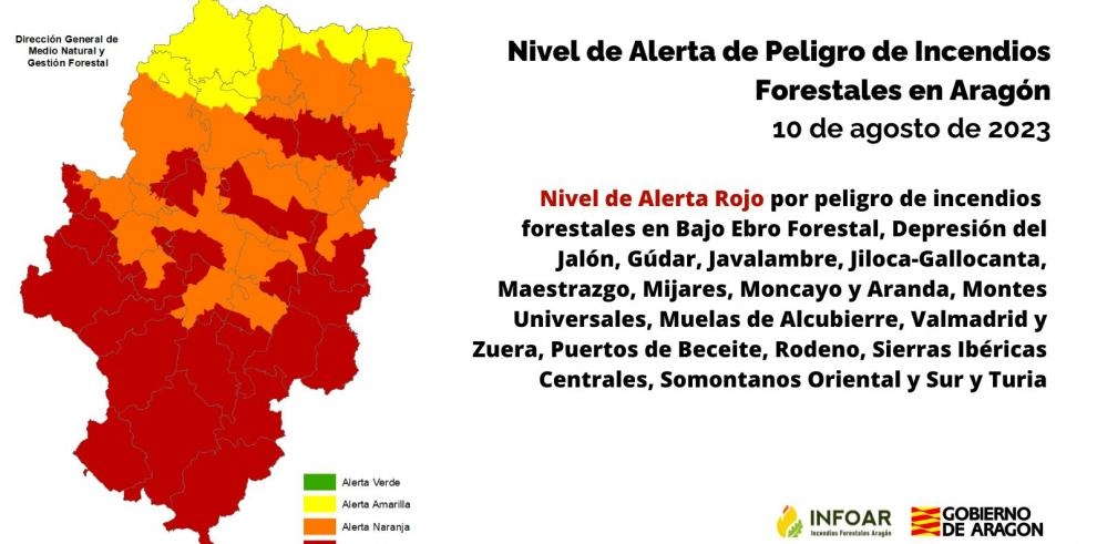 Imagen del artículo Nivel de Alerta Rojo por peligro de incendios forestales en casi toda la provincia de Teruel y zonas de Zaragoza y Huesca