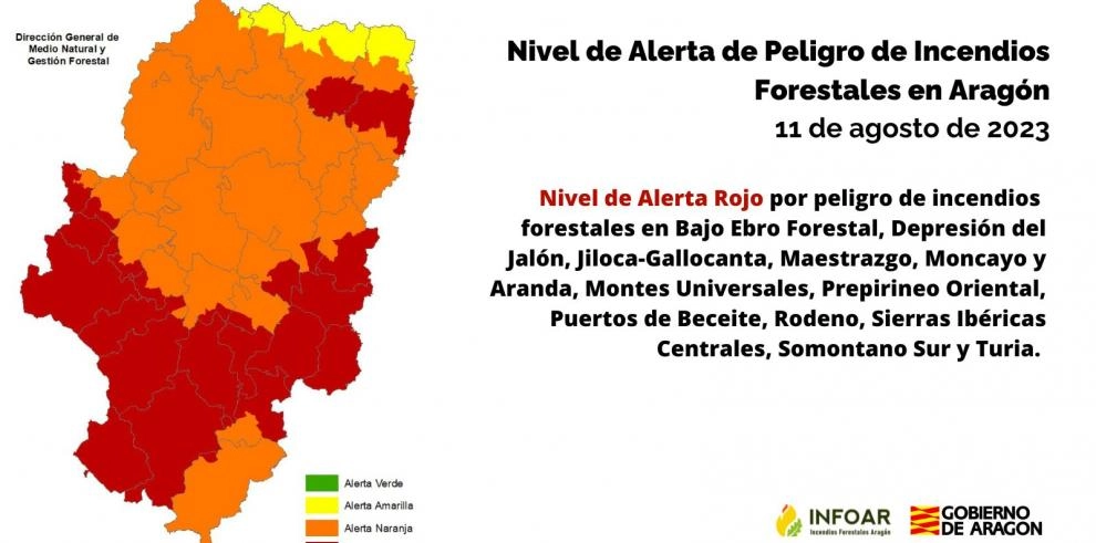 Imagen del artículo Nivel de Alerta Rojo por peligro de incendios forestales en la mayor parte de la mitad sur de Aragón y el Prepirineo Oriental