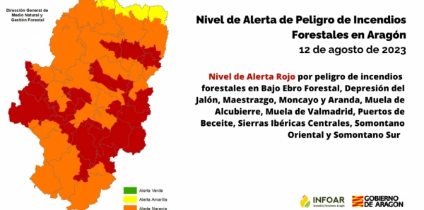 Imagen del artículo Nivel de Alerta Rojo por peligro de incendios forestales en varias zonas de Aragón