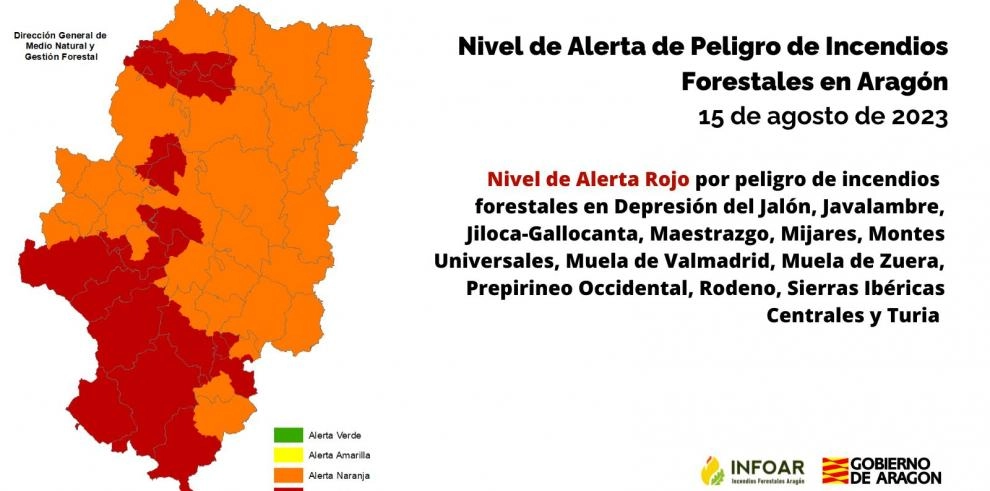 Imagen del artículo Nivel de Alerta Rojo por peligro de incendios forestales en el Prepirineo Occidental y zonas de Teruel y Zaragoza