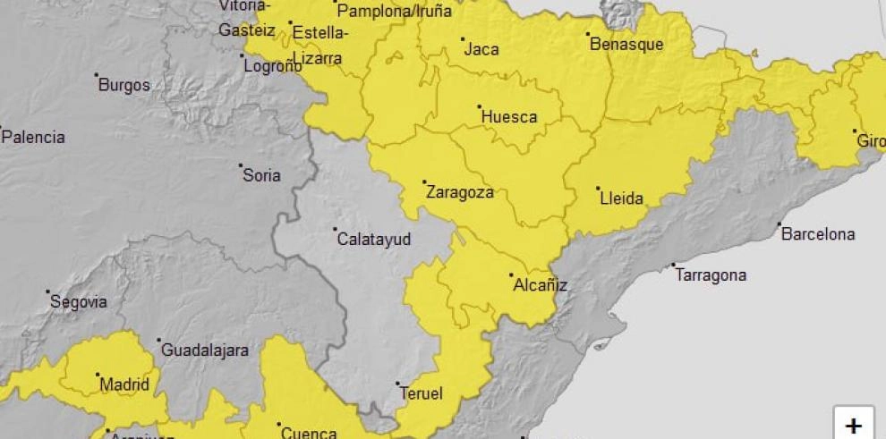 Imagen del artículo Aviso de nivel amarillo por tormentas y temperaturas máximas para mañana en múltiples zonas de Aragón