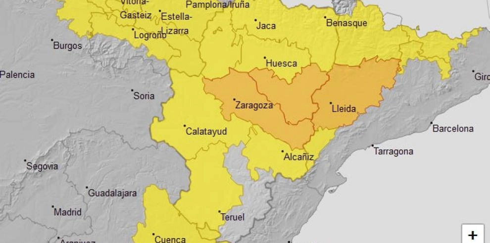 Imagen del artículo Avisos naranja y amarillo por temperaturas máximas en varias zonas de Aragón para mañana