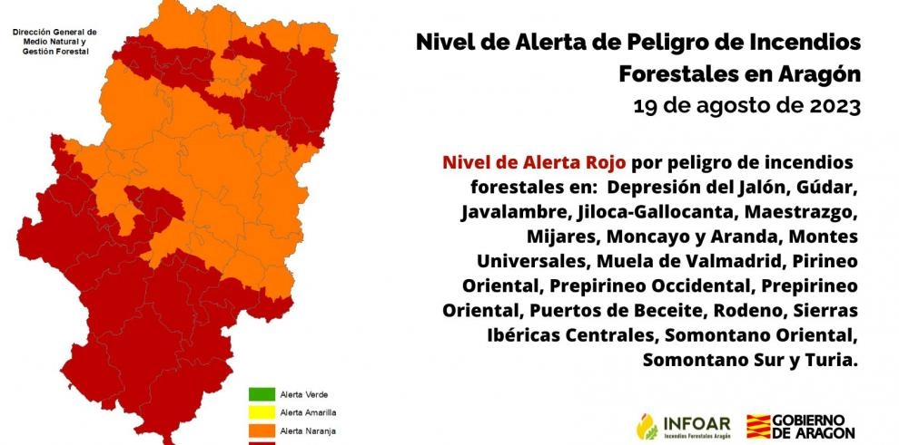 Imagen del artículo Nivel de Alerta Rojo por peligro de incendios forestales en casi todo Teruel y zonas de Huesca y Zaragoza