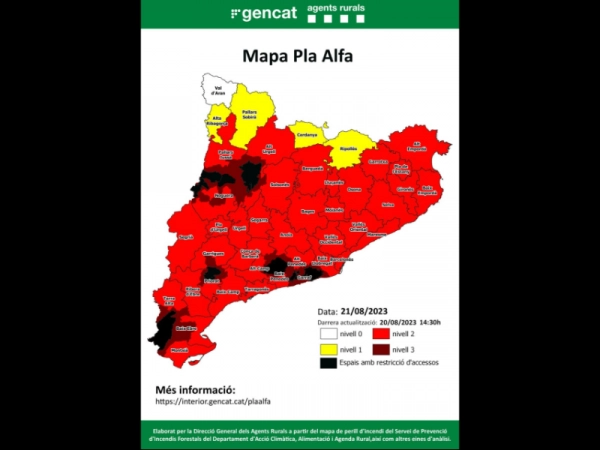 Imagen del artículo El Govern alerta d'una nova situació de perill d'incendi forestal a Catalunya