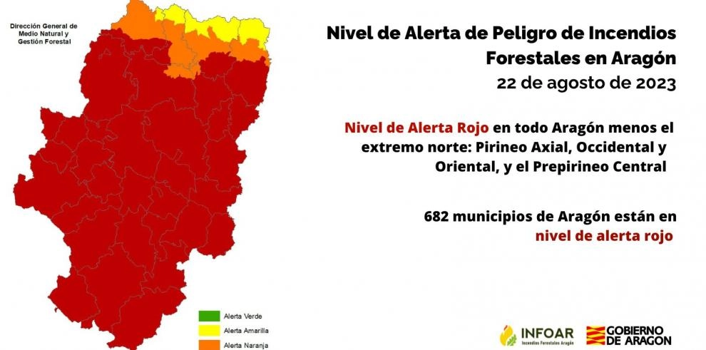 Imagen del artículo Nivel de Alerta Rojo por peligro de incendios forestales en todo Aragón salvo los Pirineos y el Prepirineo Central