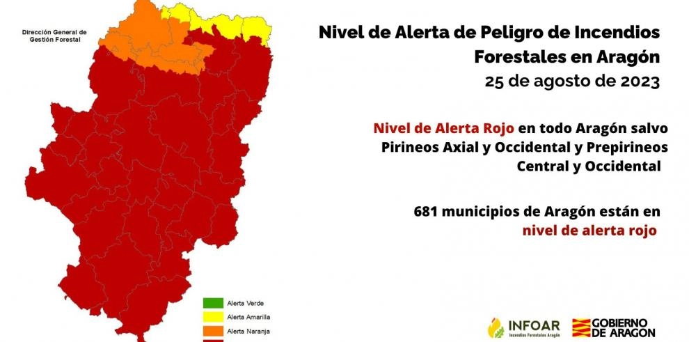 Imagen del artículo Nivel de Alerta Rojo por peligro de incendios forestales en todo Aragón salvo en cuatro zonas del tercio norte