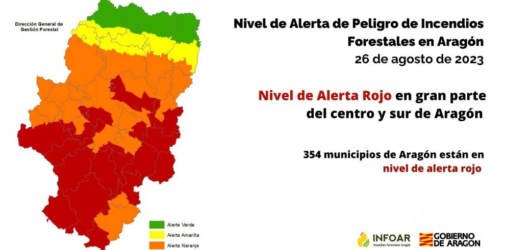 Imagen del artículo Nivel de Alerta Rojo por peligro de incendios forestales en gran parte de la mitad centro y sur de Aragón