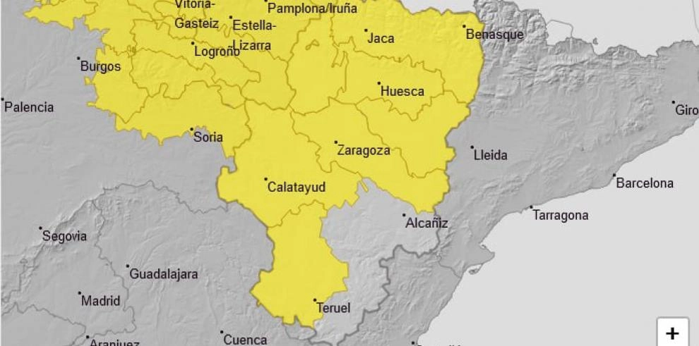 Imagen del artículo Ampliado el aviso amarillo por tormentas para hoy lunes en Aragón