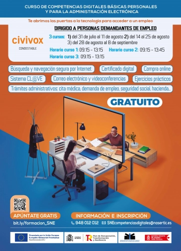 Imagen del artículo El Servicio Navarro de Empleo-Nafar Lansare propone para el resto del verano nuevos cursos de destrezas digitales básicas en Pamplona y Tudela