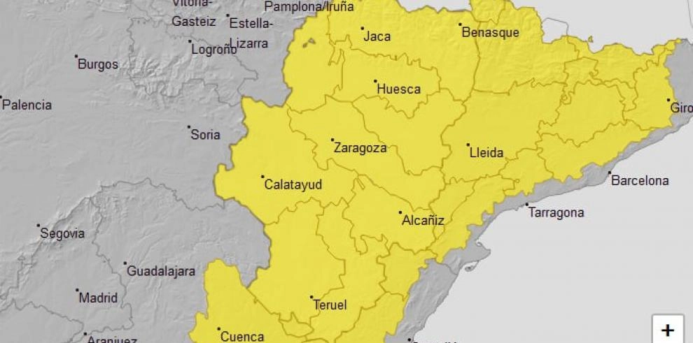 Imagen del artículo Ampliado a todo Aragón el aviso amarillo por lluvias y tormentas para hoy