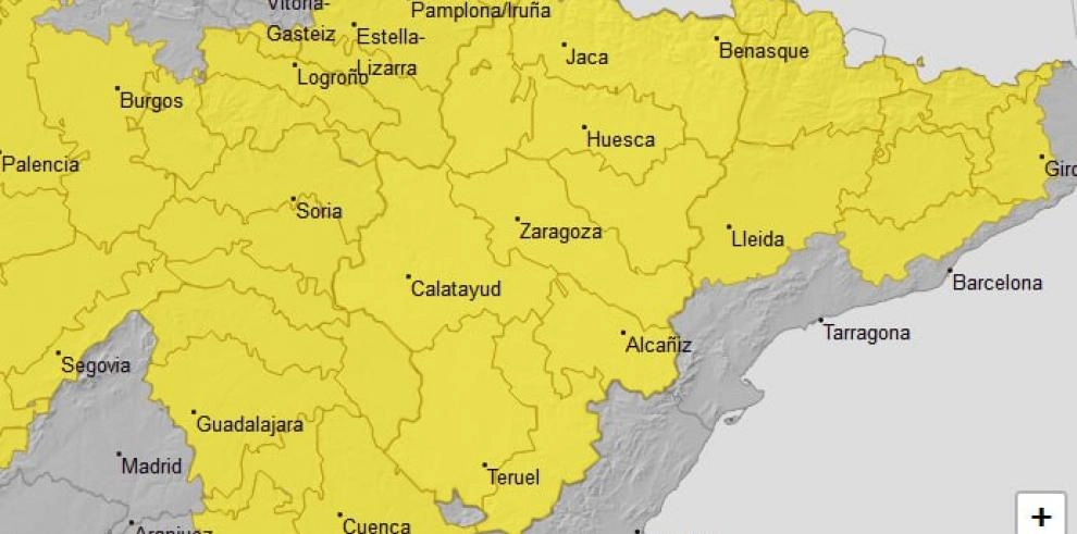 Imagen del artículo Ampliado el aviso amarillo por lluvias y tormentas a todo Aragón