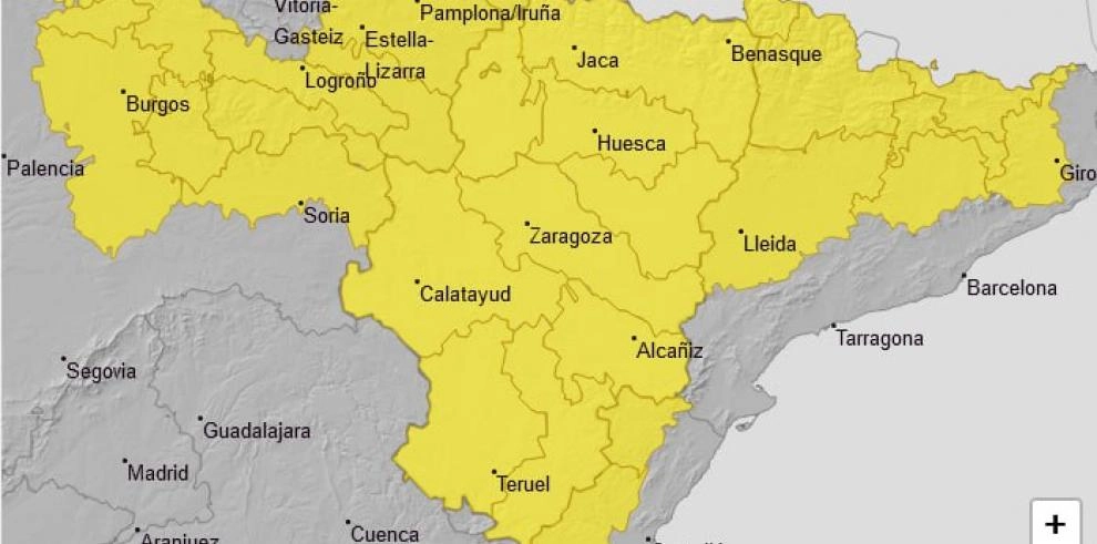 Imagen del artículo Aviso amarillo por lluvias y tormentas en Aragón
