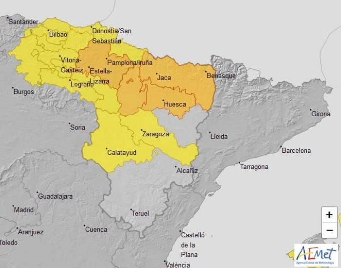 Imagen del artículo Aviso naranja por lluvias y tormentas en varios puntos de Aragón