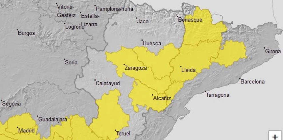 Imagen del artículo Aviso amarillo por temperaturas máximas para mañana en sur de Huesca, Ribera del Ebro, Bajo Aragón y Albarracín y Jiloca