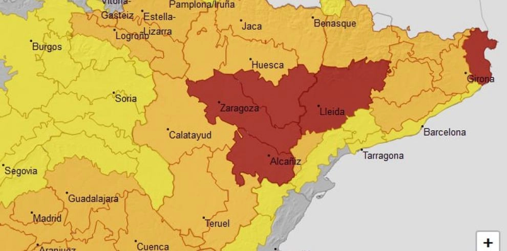 Imagen del artículo Aviso rojo por temperaturas máximas en sur de Huesca, Ribera del Ebro y Bajo Aragón y naranja en el resto de Aragón