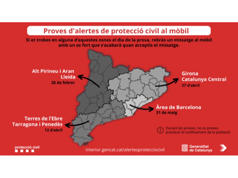 Imagen del artículo Avui dimecres, a partir de les 11.00 hores, es durà a terme la prova del sistema d'alertes a les Terres de l'Ebre, Tarragona i Penedès