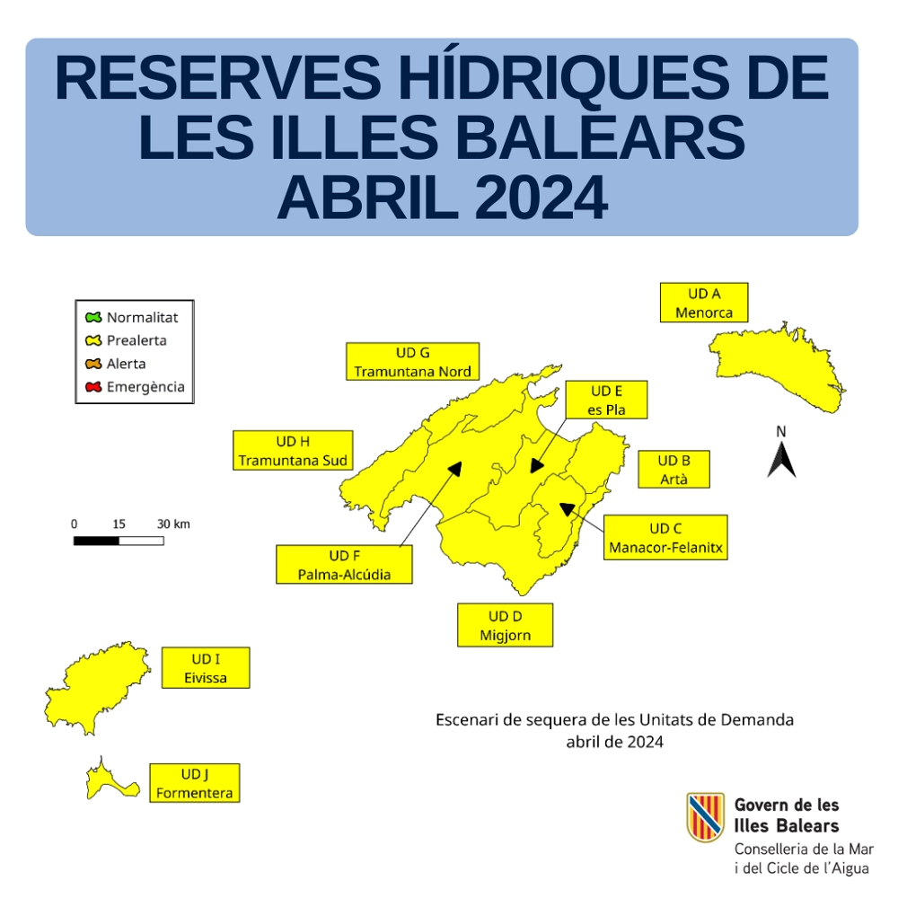 Imagen del artículo Las reservas hídricas de las Balears se sitúan al 53% en abril, pendientes de reflejar el impacto de las últimas precipitaciones