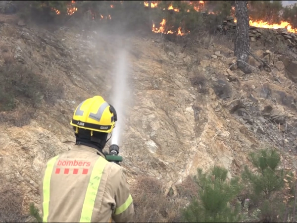 Imagen del artículo Els Bombers de la Generalitat treballen amb 43 dotacions terrestres en l'incendi de Portbou