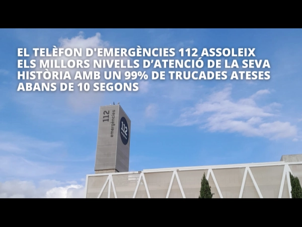 Imagen del artículo El telèfon d'emergències 112 de Catalunya assoleix els millors nivells d'atenció de la seva història amb un 99% de trucades ateses abans de 10 segons